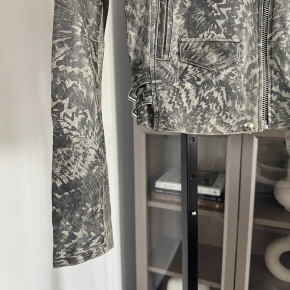 IRO Salinas Leather Moto Jacket Black Grey Abstract Lamb Biker Motorcycle 0 - Picture 4 of 7